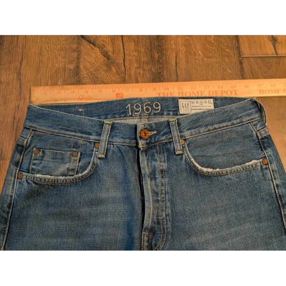 Gap 1969 Double Knee Button Fly Selvedge Jeans Men's Size 34x32 Medium Wash Made - Picture 5 of 14